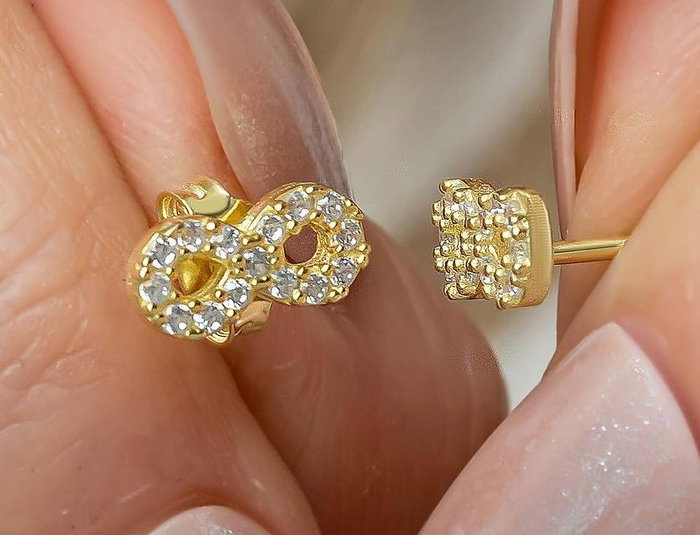 Heliophilia Silver Pendientes de Plata de Ley 925 con Recubrimiento de Oro y Circón